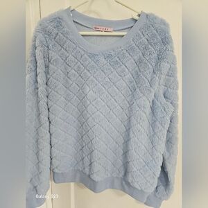 Galaxy By Harvic Light Blue Textured Crew Neck Sweater